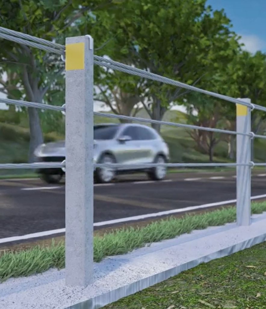 Stable Cable Barrier System next to a highway Gibraltar Global